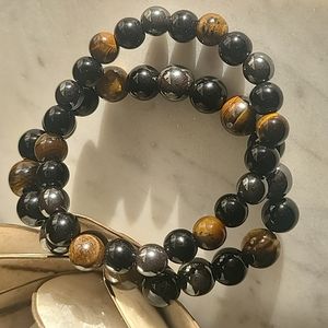 **3 for $15** MIX 3 / (2) Gemstone Obsidian Tiger Eye Magnet Bracelets